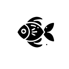 Obraz premium Black and White Fish Minimalist Illustration: Simple Aquatic Animal Graphic Design