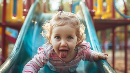 Fun girl on the playground, great for children's blogs and parenting websites.