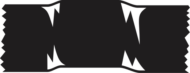 Simple black candy wrapper icon isolated on white background, representing a folded and twisted sweet treat packaging