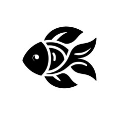 Stylish Black and White Fish Silhouette: Minimalist Aquatic Animal Design