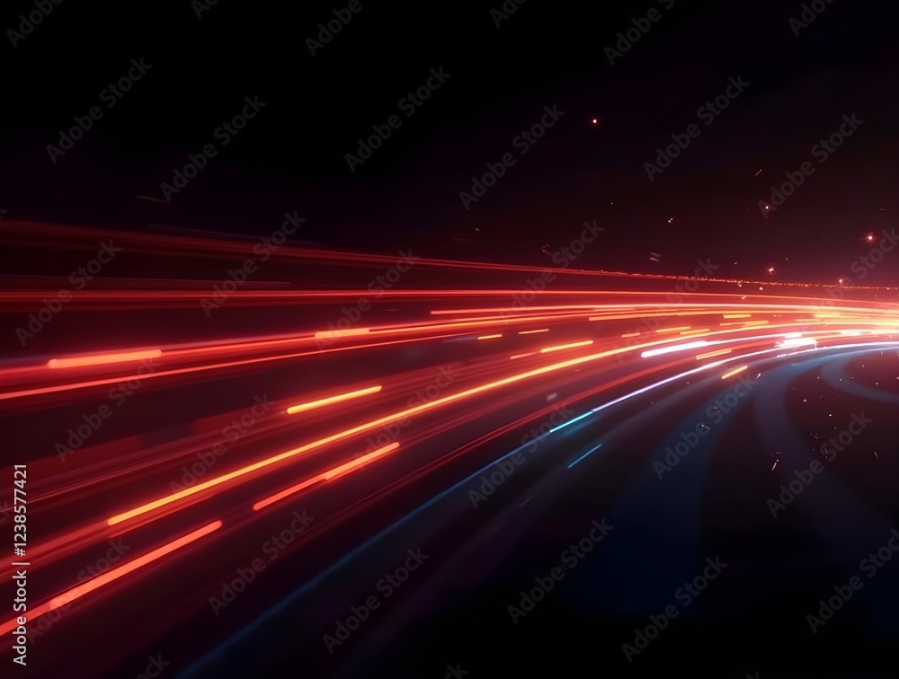 Poster red speed light horizontal straight line on black background. realistic vector illustration of abstr