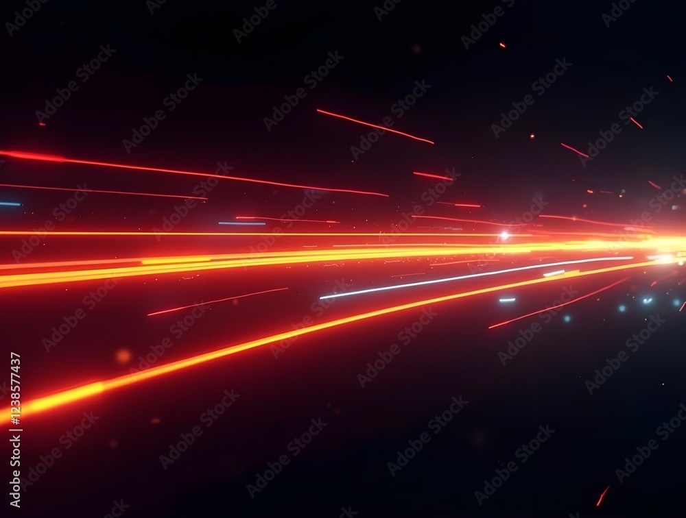 Aufkleber red speed light horizontal straight line on black background. realistic vector illustration of abstr