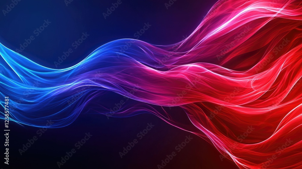 Poster dynamic flowing waves of colorful light abstract art digital design vibrant environment close-up vis