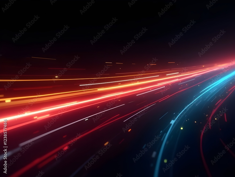 Aufkleber red speed light horizontal straight line on black background. realistic vector illustration of abstr