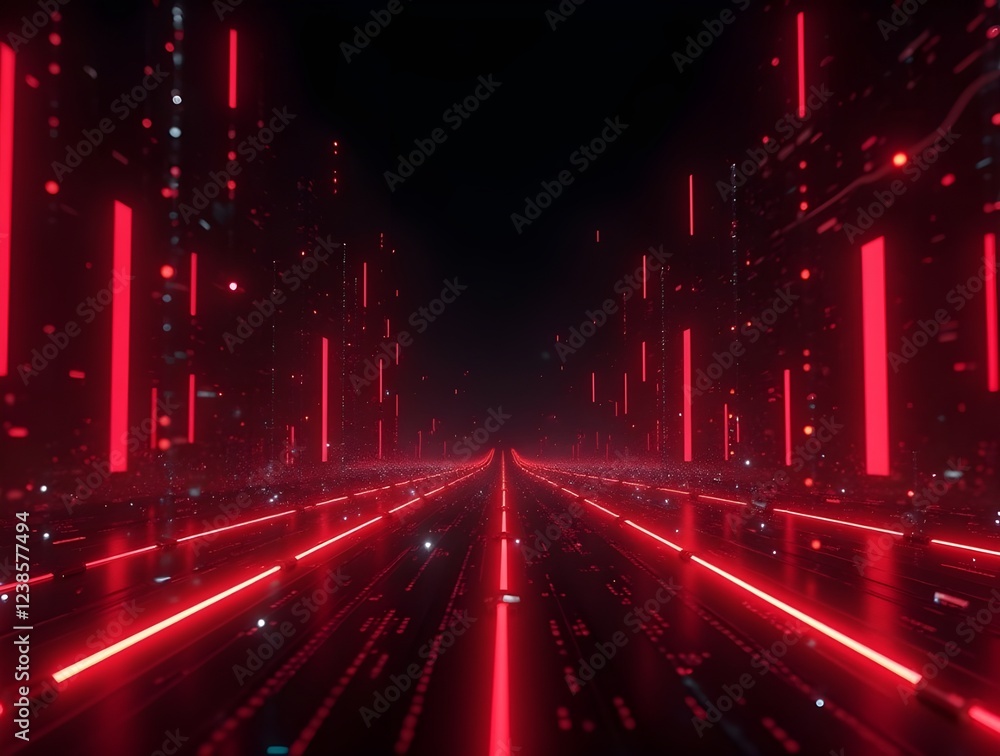 Aufkleber red speed light horizontal straight line on black background. realistic vector illustration of abstr