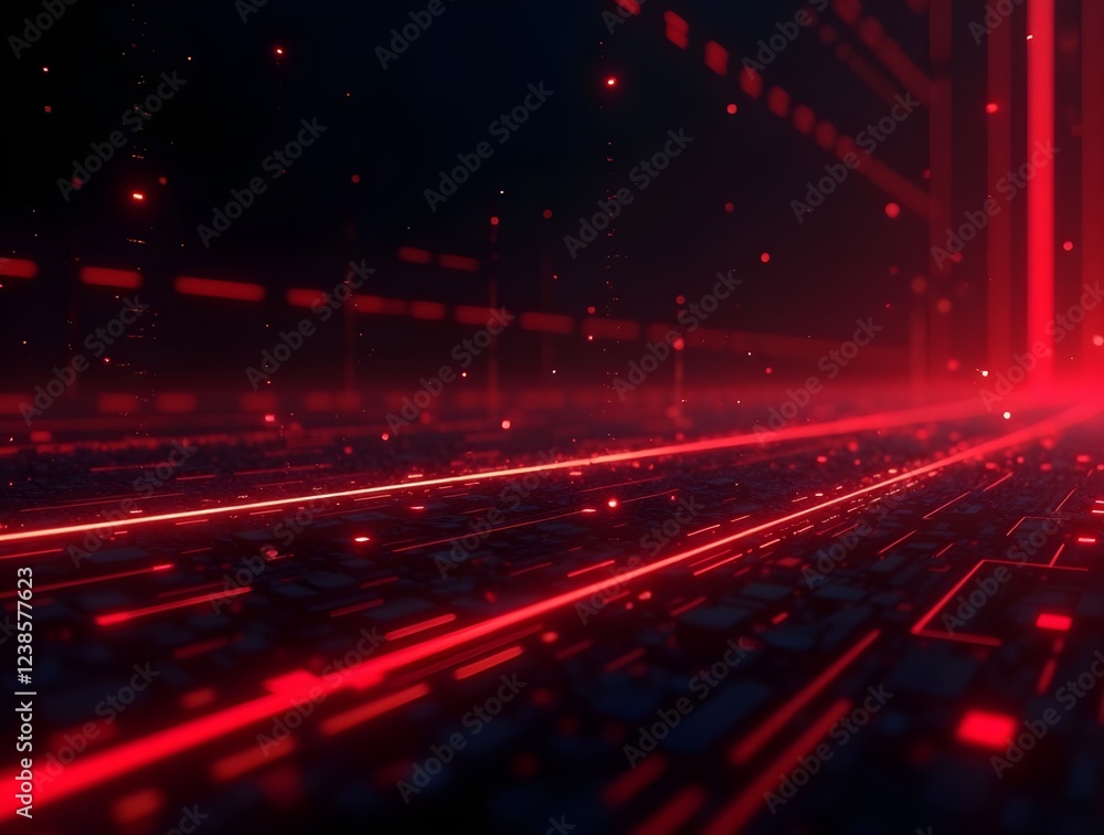 Aufkleber red speed light horizontal straight line on black background. realistic vector illustration of abstr