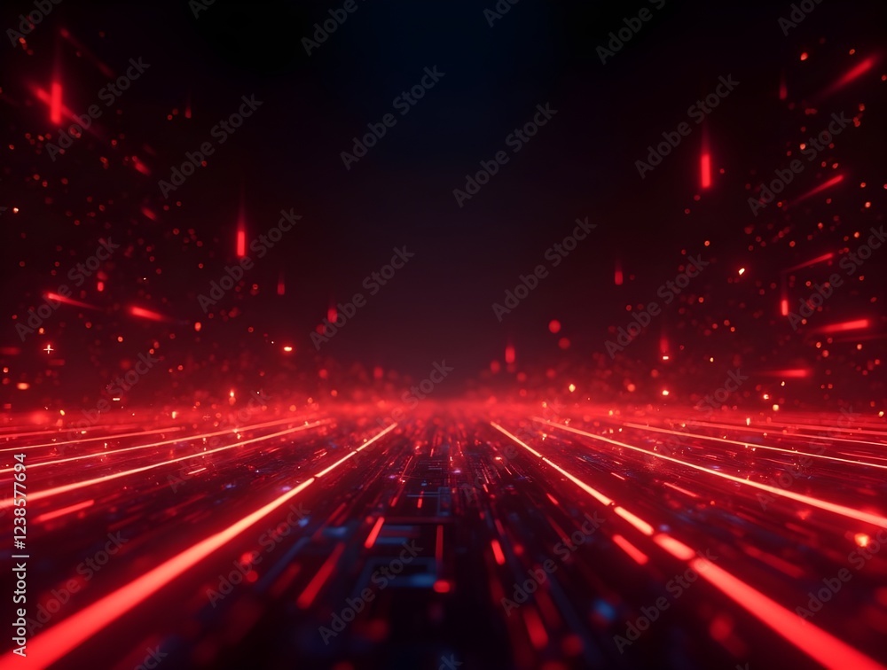 Aufkleber red speed light horizontal straight line on black background. realistic vector illustration of abstr