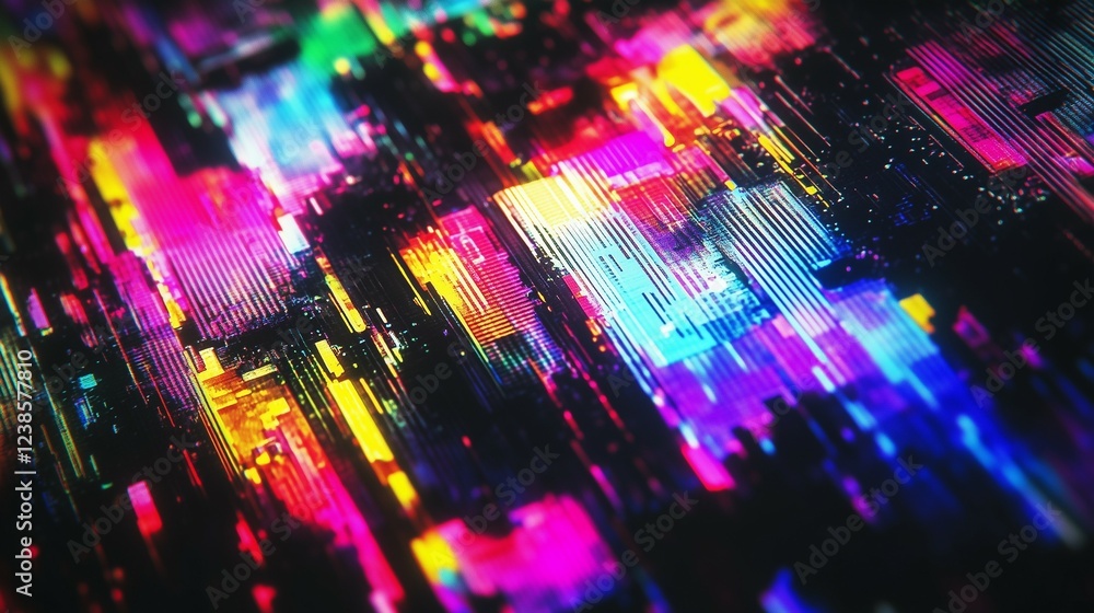 Aufkleber abstract of the pattern on an electronic screen, displaying colorful and vibrant colors with multipl