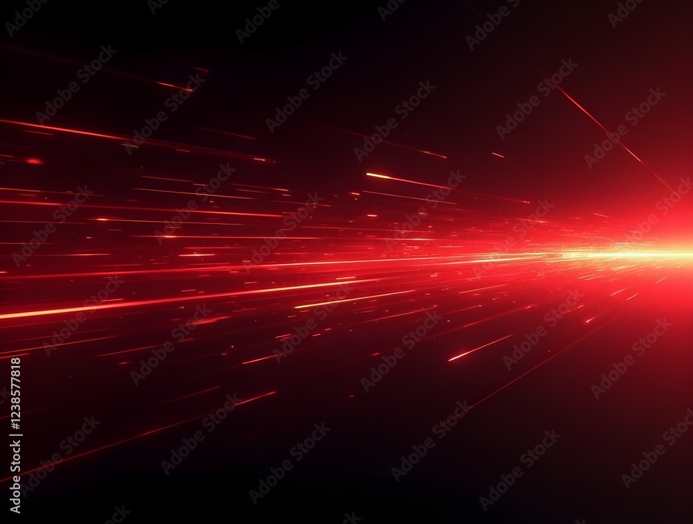 Aufkleber red speed light horizontal straight line on black background. realistic vector illustration of abstr
