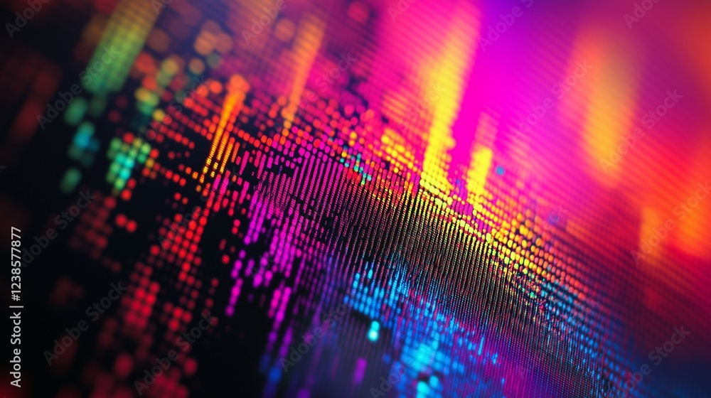 Fototapete abstract of the pattern on an electronic screen, displaying colorful and vibrant colors with multipl