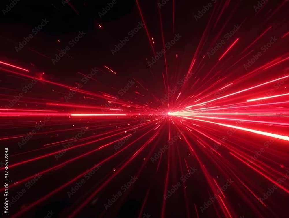 Aufkleber red speed light horizontal straight line on black background. realistic vector illustration of abstr