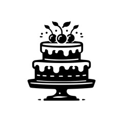 A delectable two-layered cake adorned with cherries, a delightful dessert for any special occasion. Perfect for birthdays, anniversaries, or any celebration.