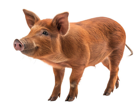 
The Duroc breed is an ancient breed of domestic pig, bred in the USA, with red-brown hair, on a transparent background