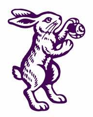 cute rabbit standing artwork outline vintage style