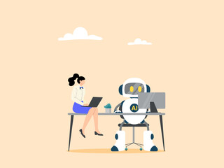 Obraz premium Working with artificial intelligence to make work faster and more efficient