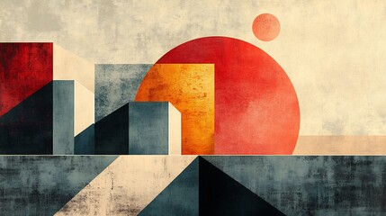 Abstract Geometric Art Warm Sunset Hues. AI Generated