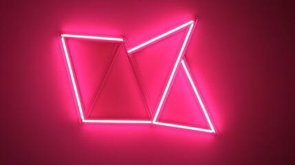Naklejka premium Pink Neon Light Geometric Shapes Wall Art