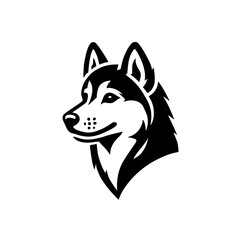 Husky Dog Portrait: Black and White Canine Vector Graphic