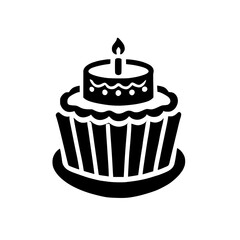 A delightful birthday cake, perfect for celebrations. This image showcases a delicious dessert with a lit candle, symbolizing joy and festivity.