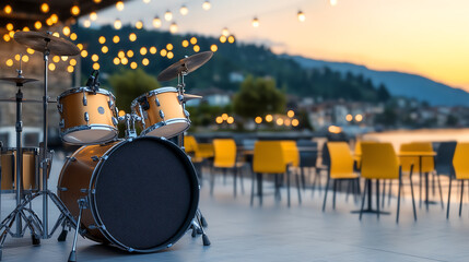 A lively jazz performance during the Montreux Jazz Festival in Switzerland, with scenic lake views