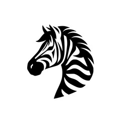 Striking Zebra Head Profile: A Black and White Vector Graphic
