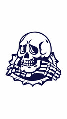 Detailed Skull Illustration Emerging from Torn Paper with Exposed Bones and Intricate Features