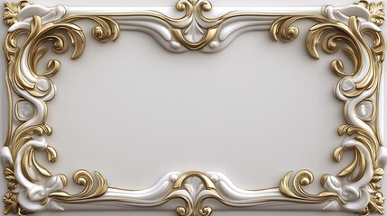 Elegant White Gold Ornate Rectangular Frame Design