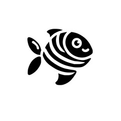Cute Black and White Fish Illustration: Simple Minimalist Sea Animal Design