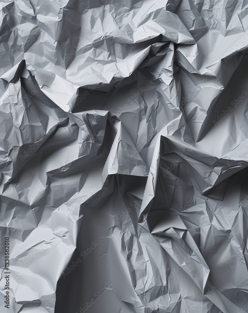 Poster light gray crumpled paper with smooth texture and subtle shading abstract background