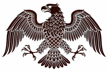 Detailed Eagle Illustration with Outstretched Wings and Intricate Feather Design