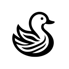Elegant Black and White Duck Illustration: Minimalist Bird Vector Graphic, Perfect for Logo Design or Nature-themed Projects