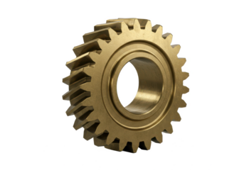 Brass gear isolated on white background, no depth of field, sharp.