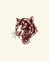 Obraz premium Fierce Tiger Head with Detailed Features and Powerful Expression