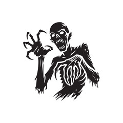 Zombie with sharp claws silhouette
