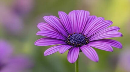 Obraz premium Vibrant purple flower blossoms softly lit showcasing delicate petals. AI Generated