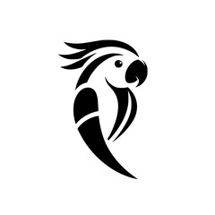 Elegant Black and White Parrot: A Stunning Avian Silhouette, Perfect for Nature Lovers and Graphic Designers