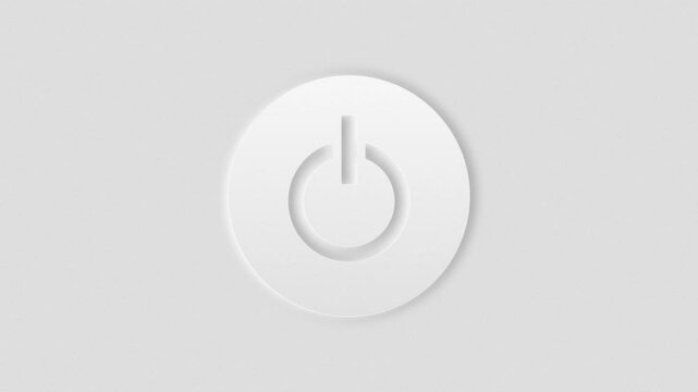 Light and dark neumorphism clean On off button icon. 4k animation, blur and shadows graphics, simple animations.
