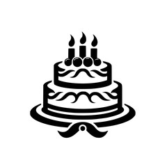 A delightful two-layered birthday cake, adorned with candles and berries, sits majestically on a cake stand. This image is perfect for celebrating birthdays, anniversaries, or any special occasion.