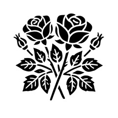Elegant Black and White Rose Illustration: A Classic Floral Design. Perfect for decoration, prints, and adding a touch of vintage beauty to your projects.