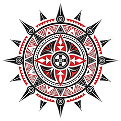 Obraz premium Tribal Polynesian Mandala with Thai Pattern Elements