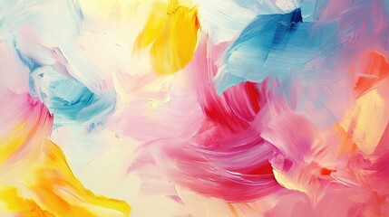 Fototapeta premium Abstract Colorful Background with Soft Brush Strokes and Vibrant Hues in Shades of Blue, Pink, Yellow, and White for Artistic and Creative Purposes