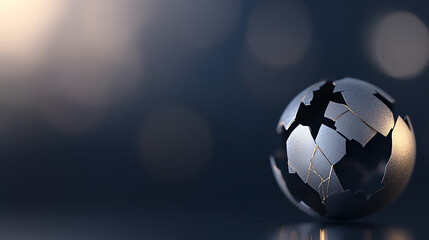 Naklejka premium A shattered globe mended with golden threads