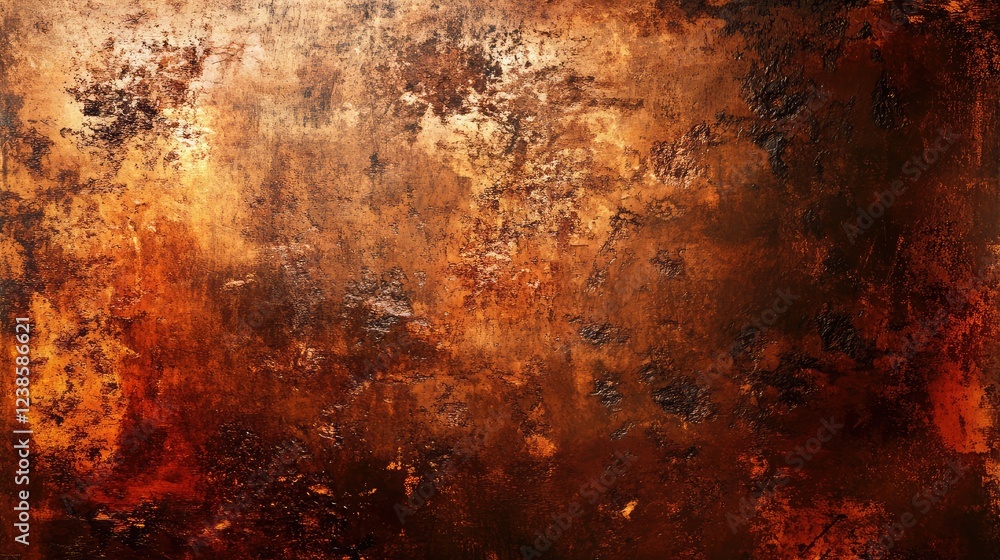 Poster textured metallic surface with rusty hues and warm earthy tones ideal for backgrounds or artistic pr