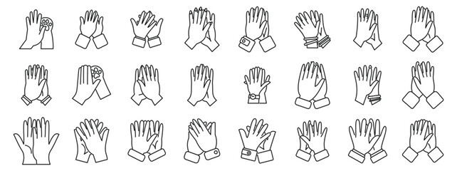 Giving high five icons set. Different hand gestures applauding, clapping, giving ovation, congratulating, supporting, cheering, gesturing