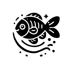 Black and White Fish Illustration: Simple, Minimalist Sea Animal Design