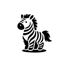 Adorable Cartoon Zebra Illustration: Black and White Stripes, African Wildlife Vector Graphic