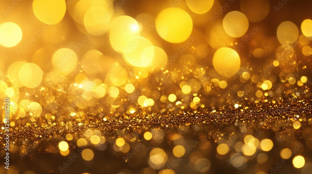 Poster stunning golden bokeh effect featuring sparkling lights and glimmering particles creating a warm and