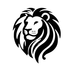 Majestic Lion Head: Black and White Vector Graphic. A powerful symbol of strength, royalty, and wild nature. Perfect for logos, designs, and illustrations.