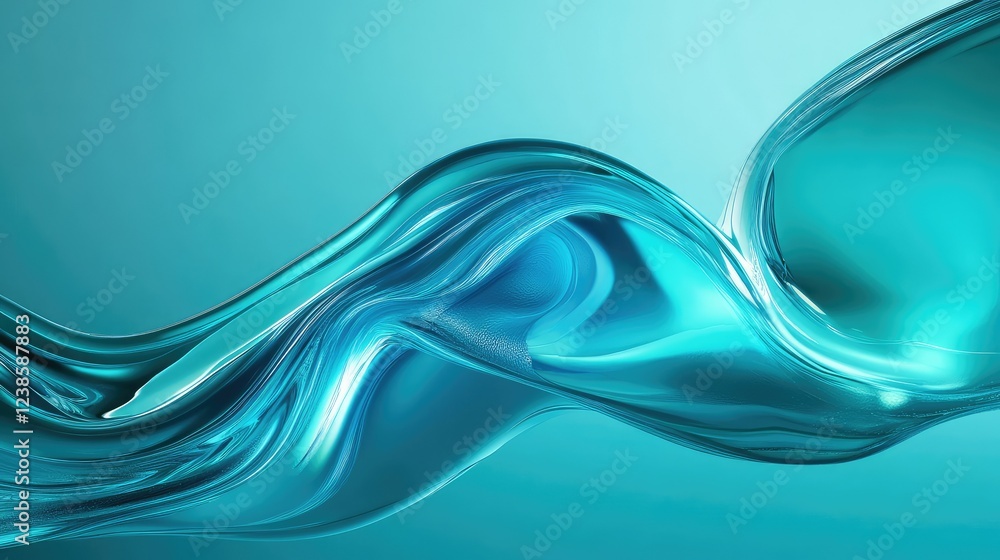 Poster elegant flowing turquoise wave texture on a soft blue background capturing light reflections and smo