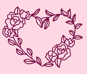 Herz mit Blumenranken, Liebe,. Valentinstag (Vektor)
